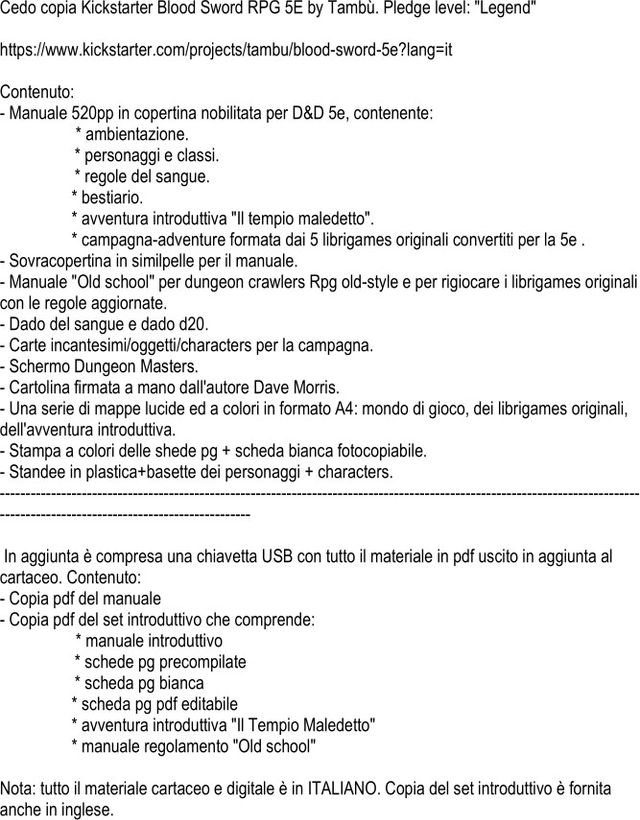 RPG Kickstarter Blood Sword RPG 5E by Tambù