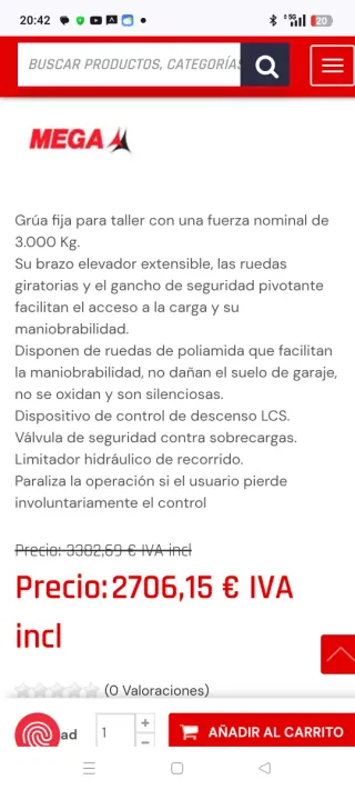 Grúa 3t hidráulica talleres