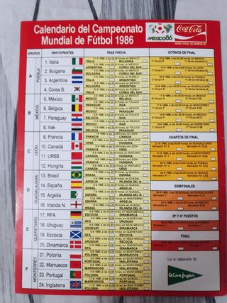 Calendario Mundial México 86.