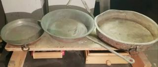 Lotto 3 Paioli Rame pentole vintage antiche