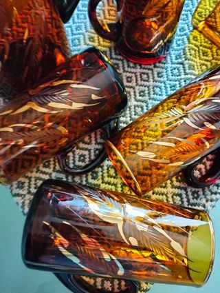 Juego Cerveza de cristal tallado 7 piezas