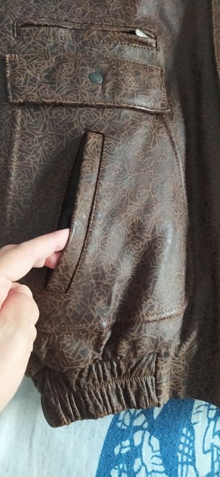 Vintage Retro Bomber Jacket Oversize Marrón