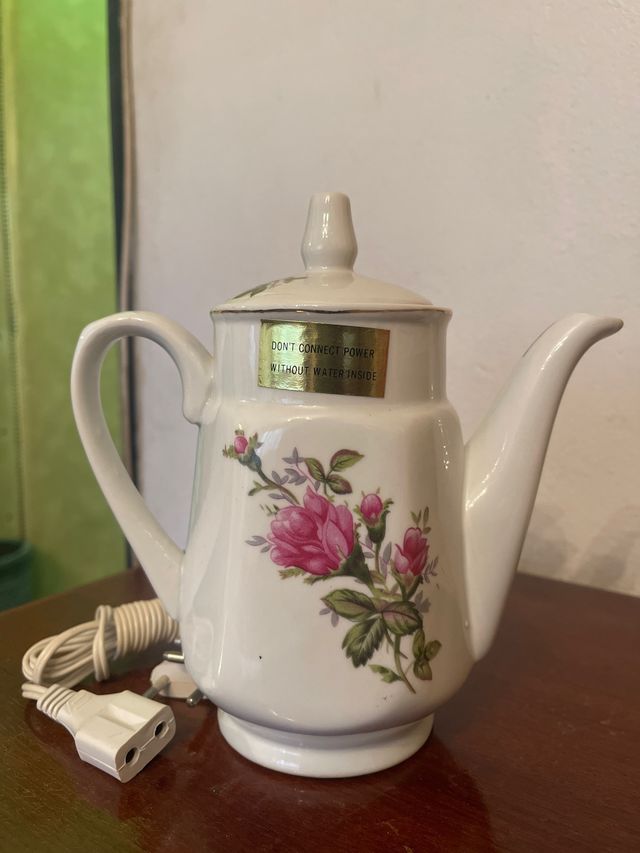 Tetera eléctrica de porcelana japonesa vintage