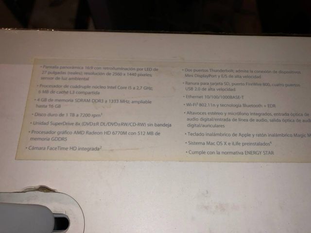 iMac 27 pulgadas año 2011