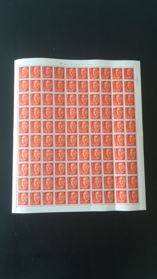 Pliego de Sellos de 1 Peseta. Fanco 1.955