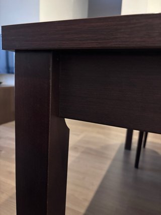 Mesa comedor extensible madera wengue y 4 sillas