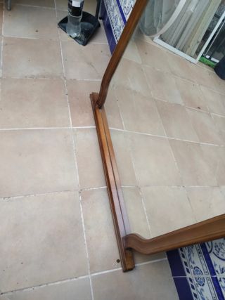 Espejo de cómoda, de madera marrón, vintage.