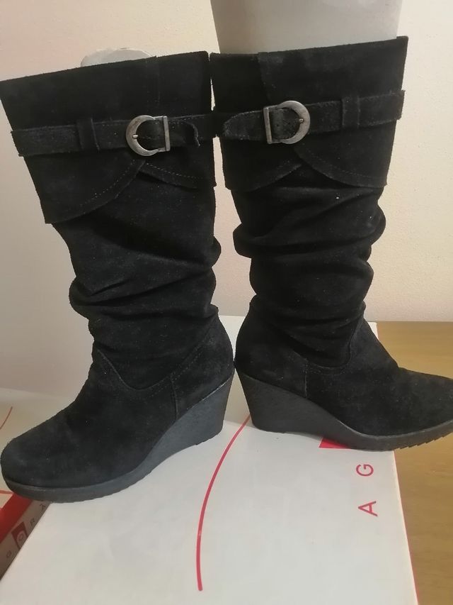 Stivali donna in vera pelle scamosciata