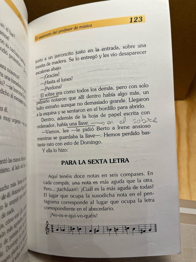 Libro El Asesinato del Profesor de Musica