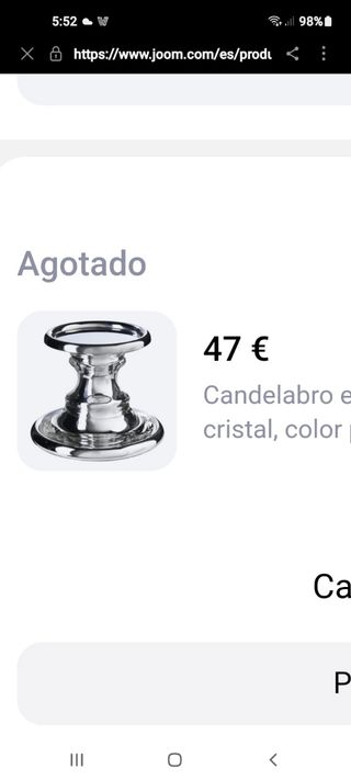 Candelabro de cristal y metal