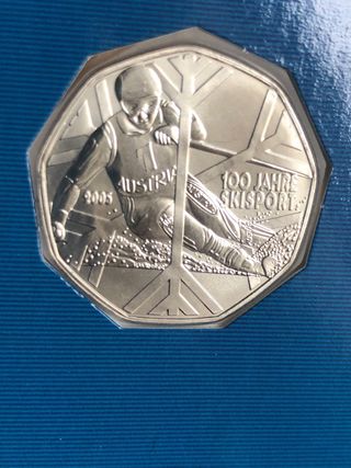 5 euros 2005 plata 100 años ski