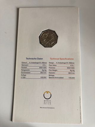 5 euros 2005 plata 100 años ski