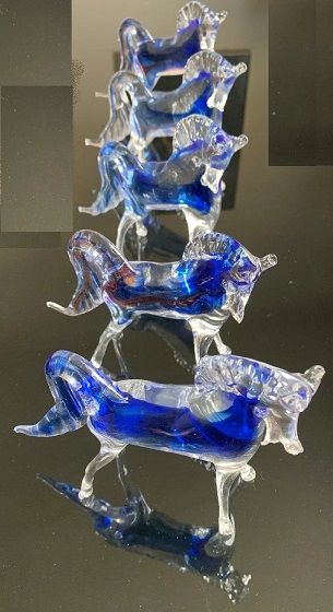 5 cavallini in vetro murano