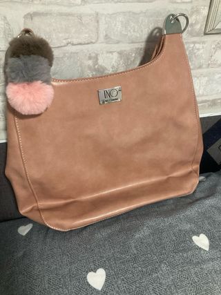 Bolso tipo saco ancho en piel y Rosa