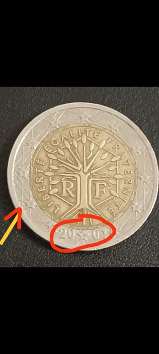 Moneda 2€ 2001 muy buscada RF