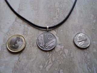 collana moneta Italia 10 lire spighe aratro
