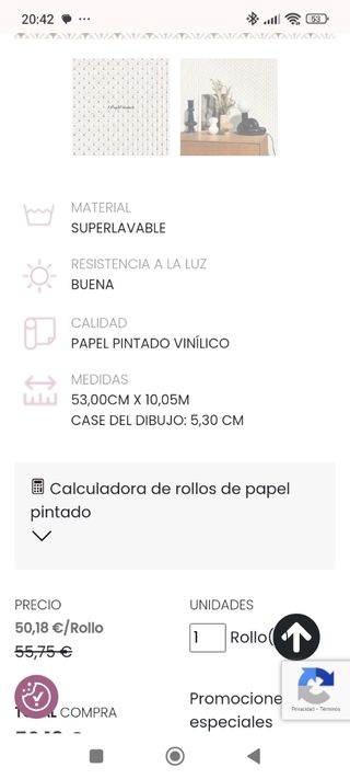 Rollo papel pintado Caselio.