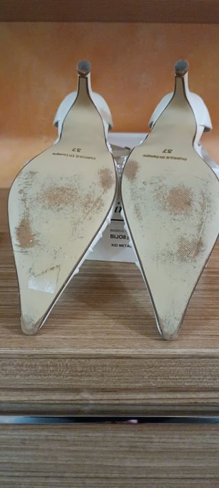 Zapatos tacón novia blanco roto
