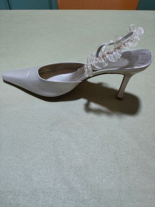 Salon tacón destalonados fiesta beis/nude vestir