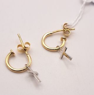 Aros Oro 18K con Cruz Oro Blanco