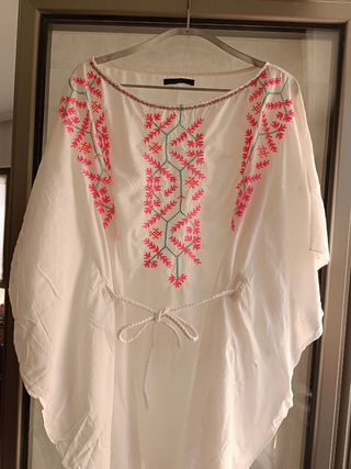 Rebajas!! Kimono blanco bordado talla grande