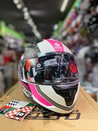 Casco Shiro integral Trueno SH667 blanco rosa
