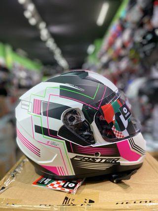 Casco Shiro integral Trueno SH667 blanco rosa