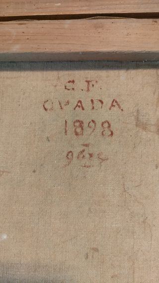 Antico dipinto ad olio su tela raffigurante Ex vot