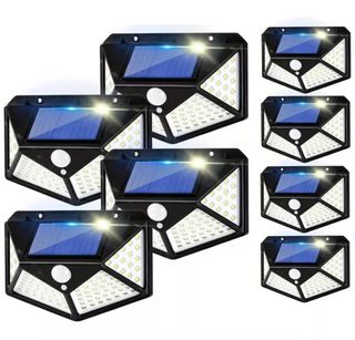 8 Faretti Energia Solare 100 Led Sensore Movimento