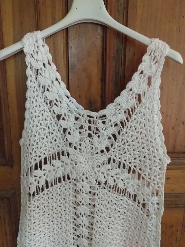 Caftano copricostume crochet sfrangiato XS S  Boho