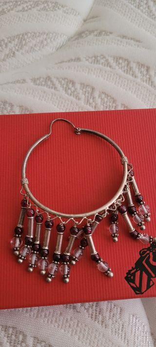 Aros de plata con amatista y cuarzos