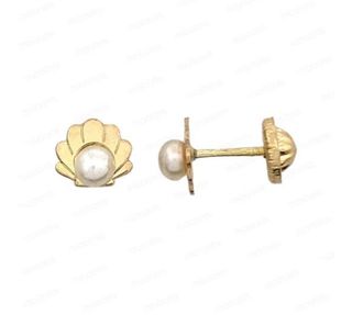 Pendientes concha oro 18k perla cultivada