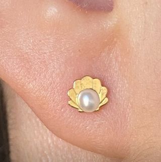 Pendientes concha oro 18k perla cultivada