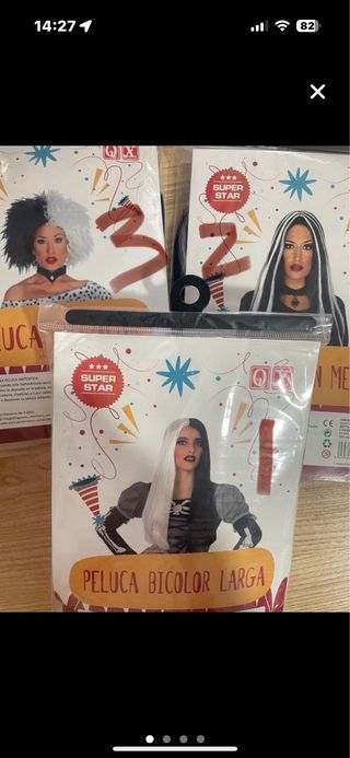 Peluca Negro y Blanco para Disfraz de Cruella