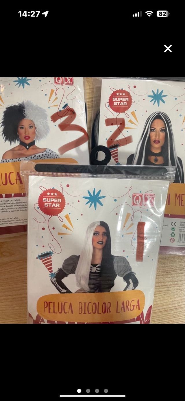 Peluca Negro y Blanco para Disfraz de Cruella