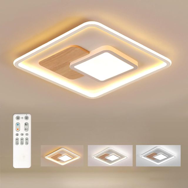 Candeeiro de teto LED ajustável moderno em madeira 41,5 cm