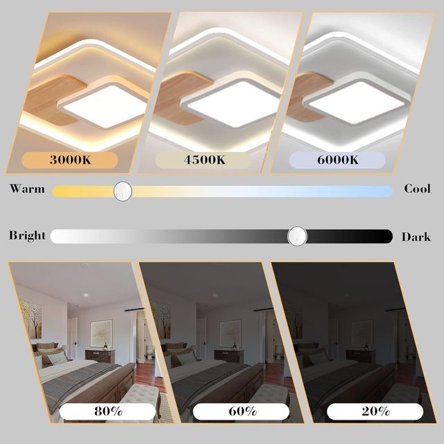 Candeeiro de teto LED ajustável moderno em madeira 41,5 cm