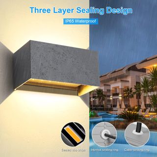 2 apliques pared led aluminio negro-gris Kingwen