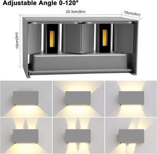 2 apliques pared led aluminio negro-gris Kingwen
