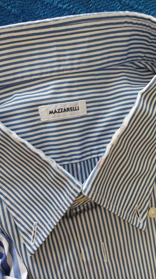 Set 2 camicie uomo blu righe XL 44  Mazzarelli