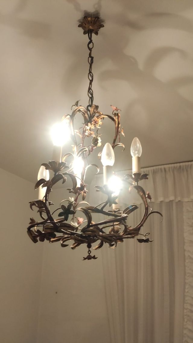 Lampadario vintage ottone oro