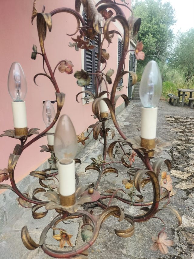 Lampadario vintage ottone oro