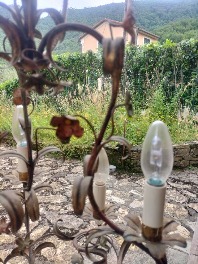 Lampadario vintage ottone oro