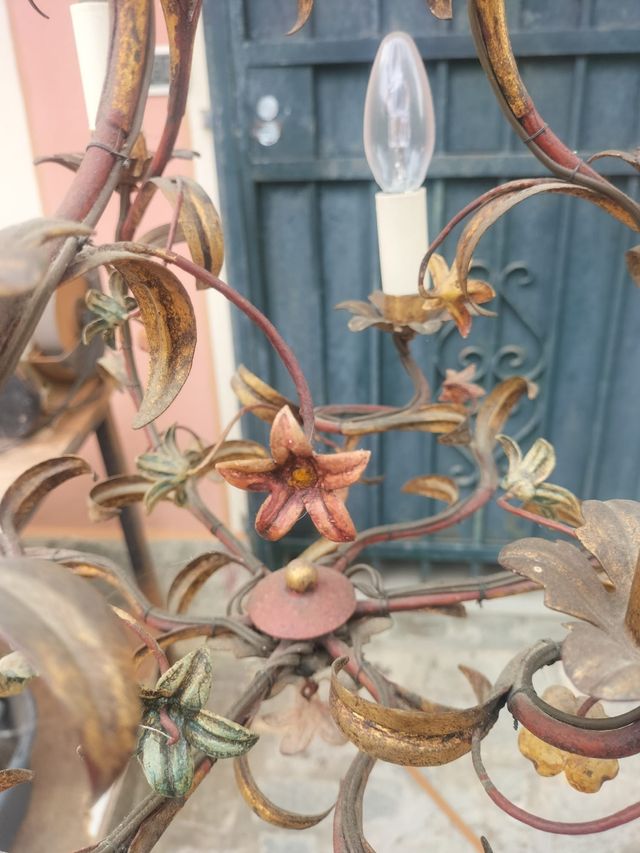 Lampadario vintage ottone oro