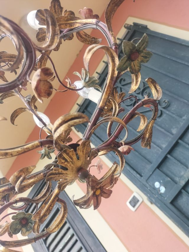 Lampadario vintage ottone oro
