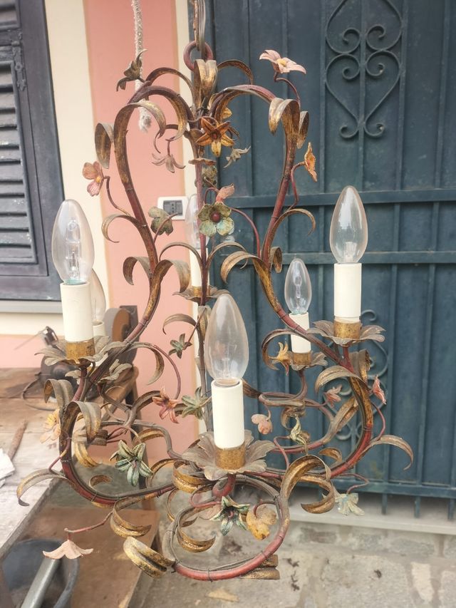 Lampadario vintage ottone oro