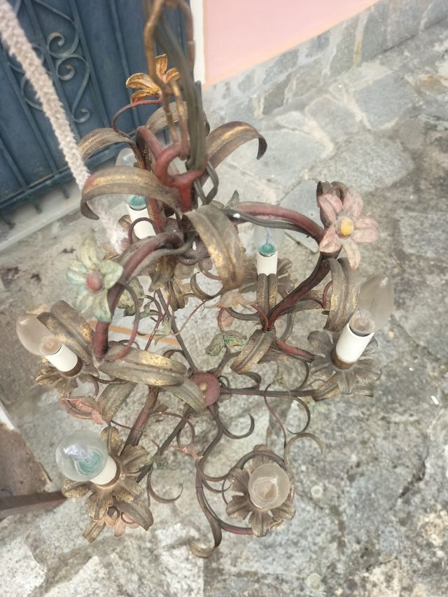 Lampadario vintage ottone oro