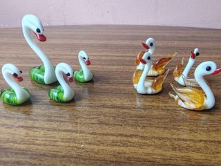 Decoración. Figuras cristal de Murano. Cisnes