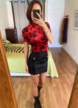 Emanuel Ungaro top terciopelo flores talla XL