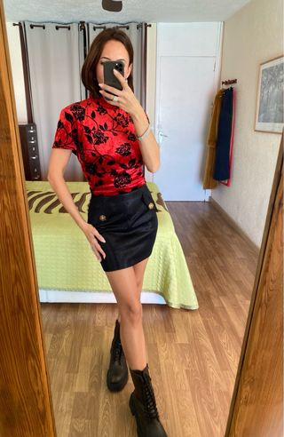 Emanuel Ungaro top terciopelo flores talla XL